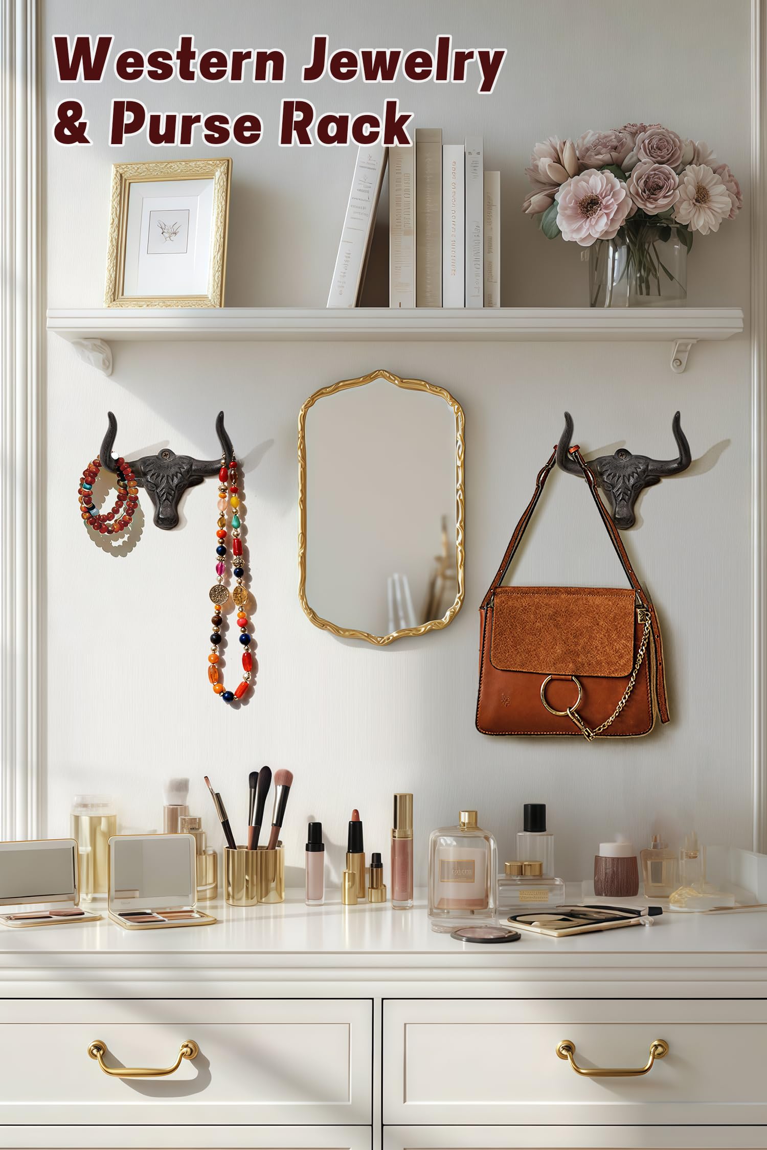 Ganchos de pared para colgar abrigos, 2 unidades, de hierro fundido, estilo occidental, de cuerno largo, resistente, para colgar abrigos, sombreros, toallas, llaves, tazas, batas, bufandas,