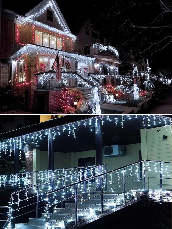 ARKOCHIC Jégcsap Fényfüzér 30m 1200 LED IP65 Vízálló - 8 Világítási Mód Kültéri-Beltéri Használatra, Karácsonyra, Esküvőre, Erkélyre, Hideg