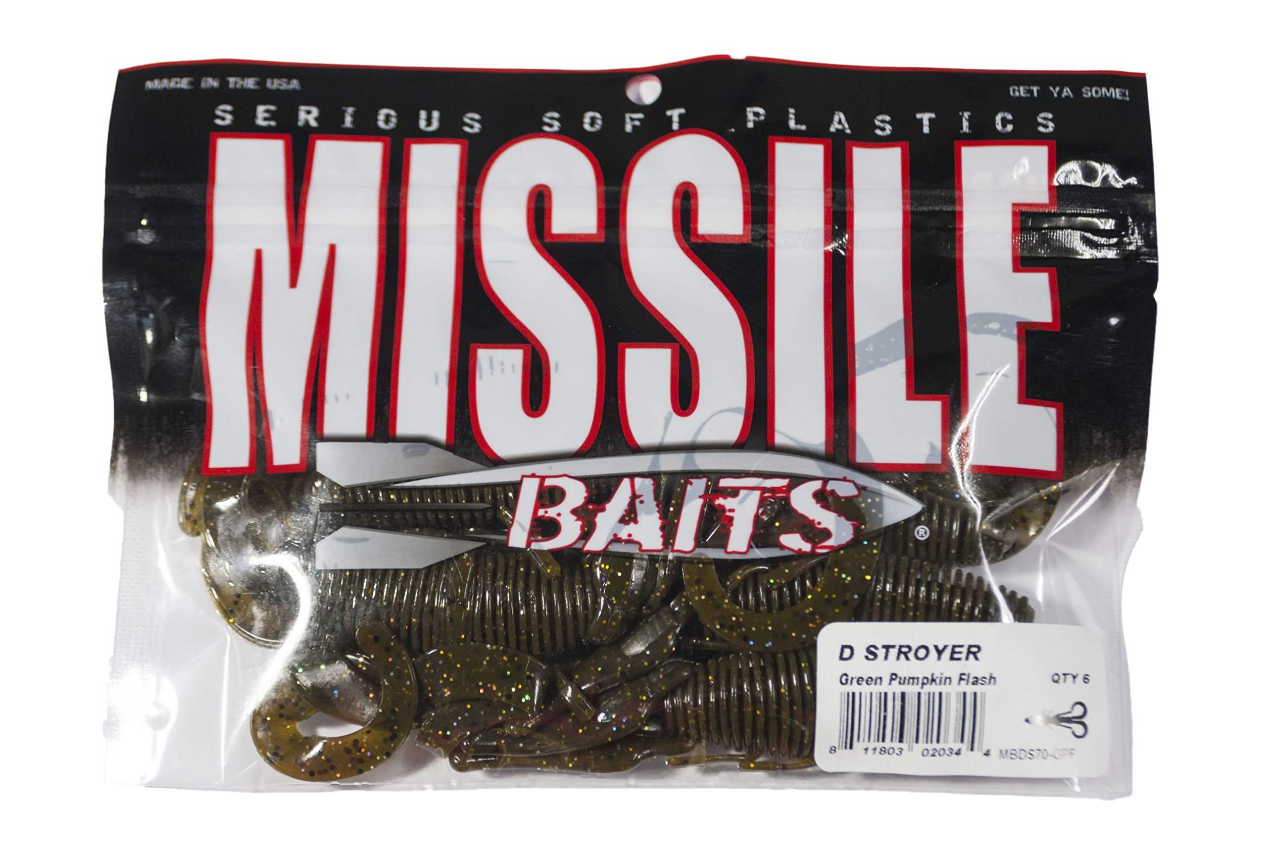 Missile Baits D Stroyer Soft Plastic Creature Bait - 7 Inch, GP3 Color (Green Pumpkin Purple), MBDS70-GPPP