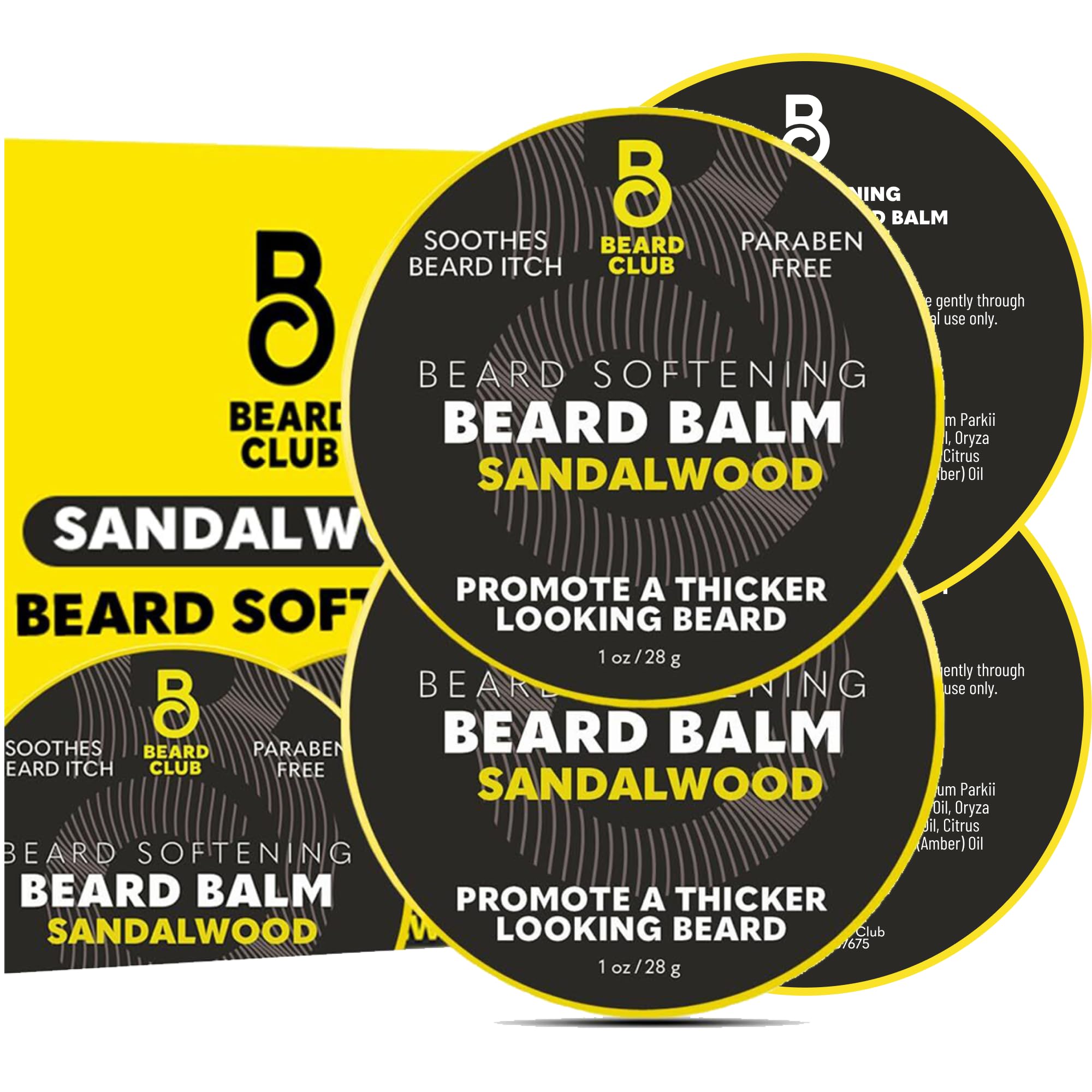 The Beard Club Sandalwood Beard Butter - Men's Leave-In Conditioning Balm, Softener and Moisturizer for Styling and Care - 2oz