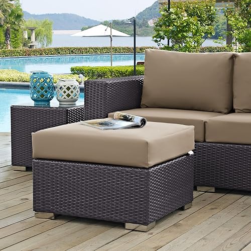 Vista 60 de Modway EEI-1911-EXP-ORA Convene - Muebles otomanos cuadrados de tela para patio, muebles de exterior, color naranja espresso Espresso Naranja