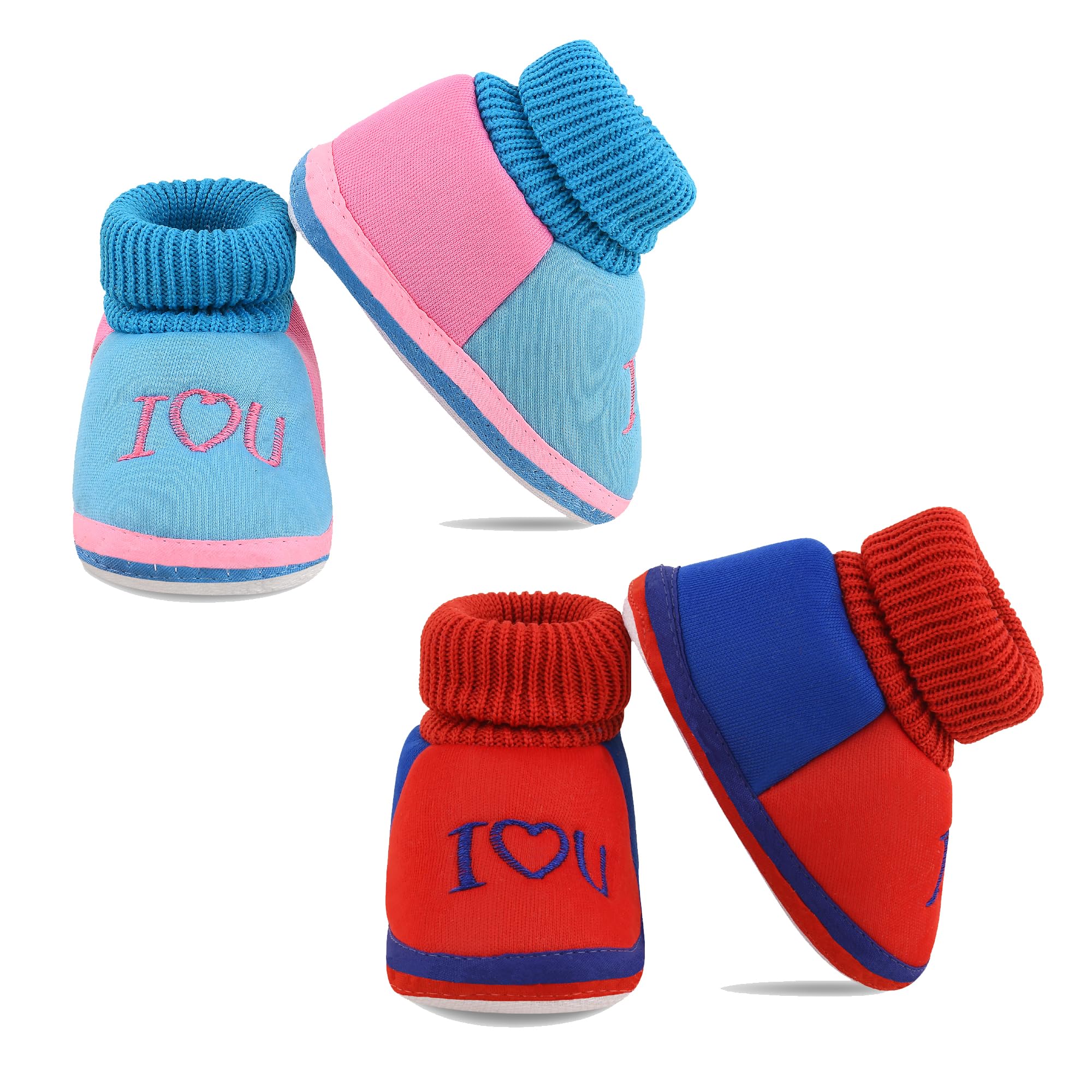 Soft Comfortable and Skin Friendly Slip-On Cotton Casual Winter Booties for 0-9 Months Baby Boy & Girl Pack of 2-image-40