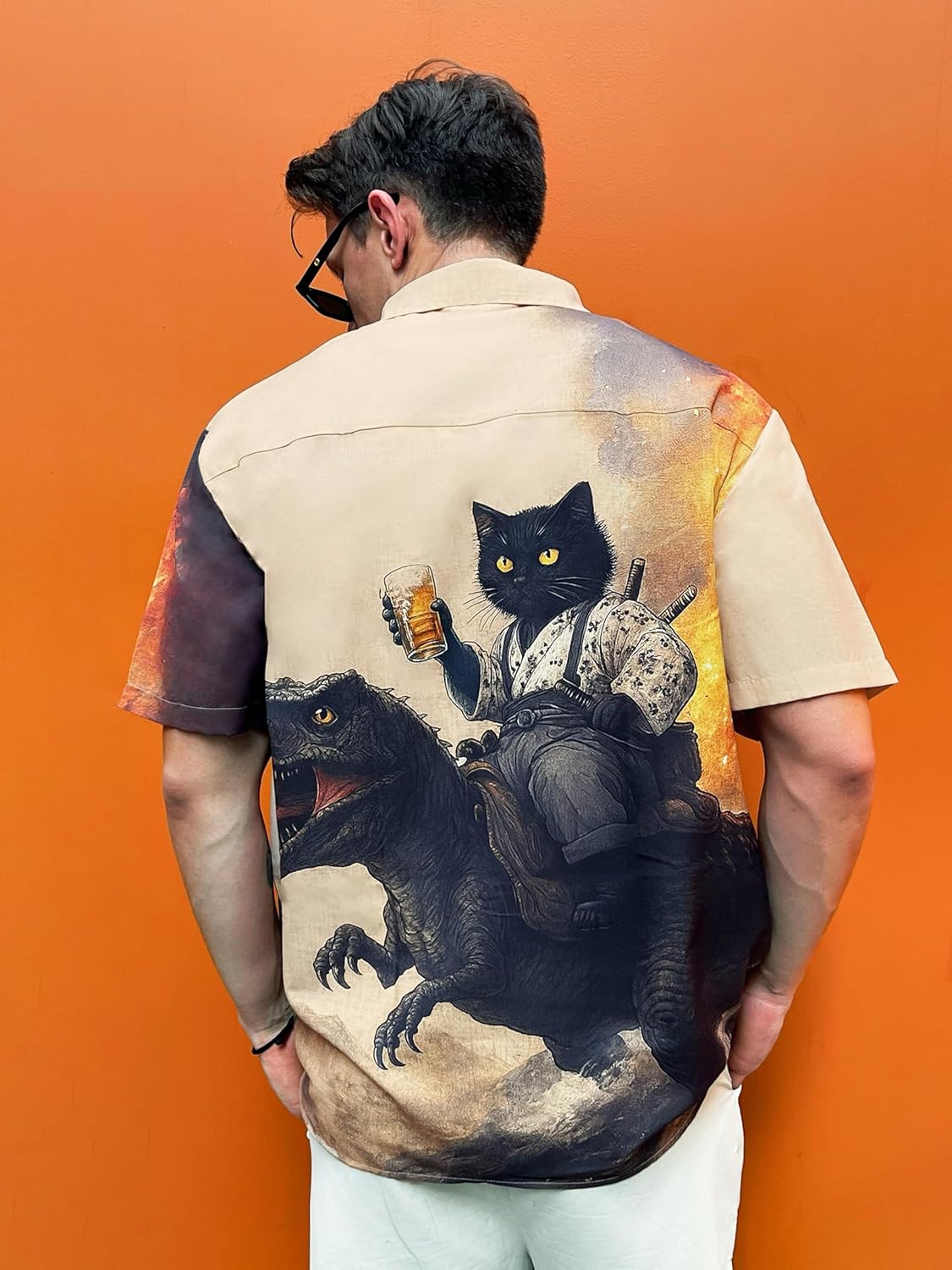 Japanese Art Style Men's Hawaiian Shirt Funny Printed Casual Short Sleeve Button Down Shirts - Image 6