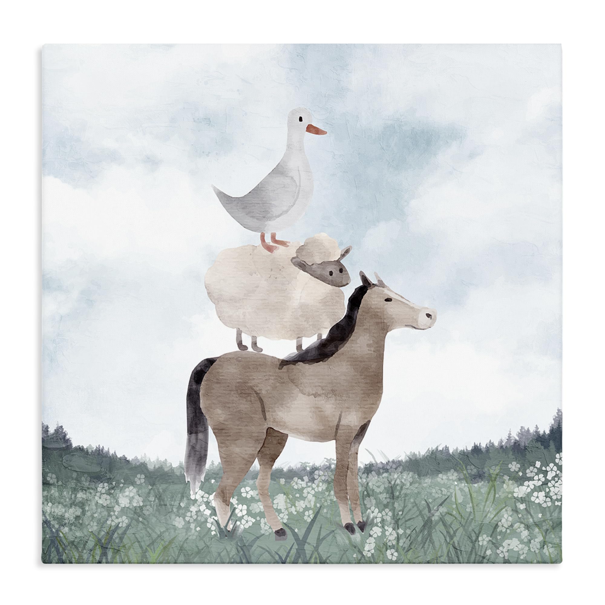 'Muted Blue Sky Farm'| Canvas Art