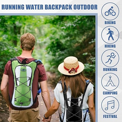 Miniatura 7 de Chunful Mochila de hidratación con vejiga de agua de 2 litros, mochila de hidratación ligera al aire libre para hombres y mujeres, correr, ciclismo,