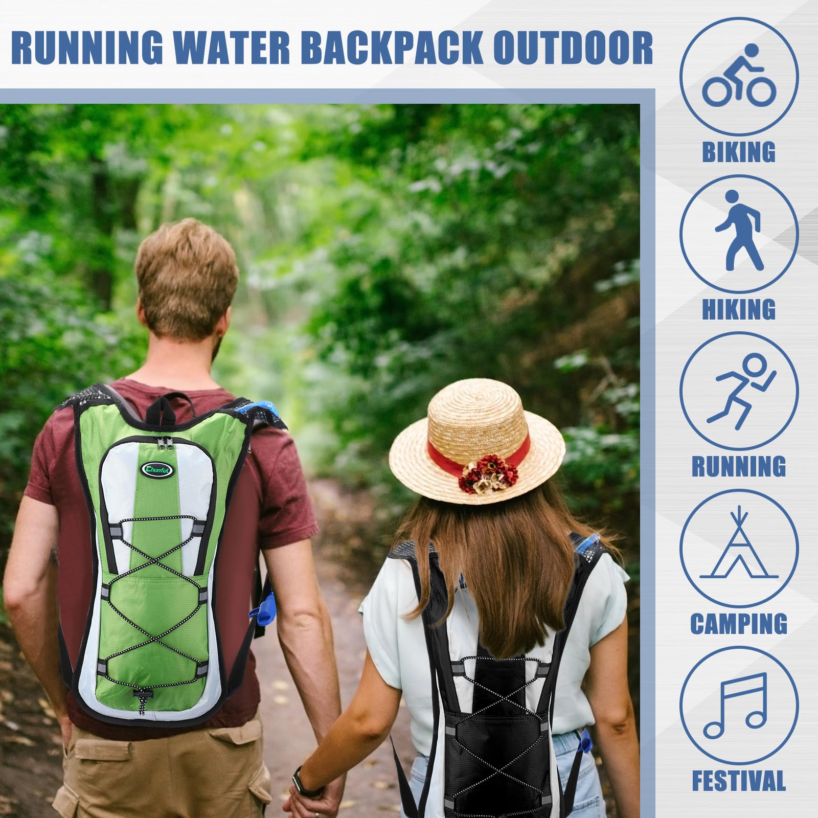 Lot de 4 sacs à dos d'hydratation avec poche à eau de 2 L - Sac à dos léger pour l'extérieur - Pour homme et femme - Pour course à pied, cyclisme, escalade, vélo
