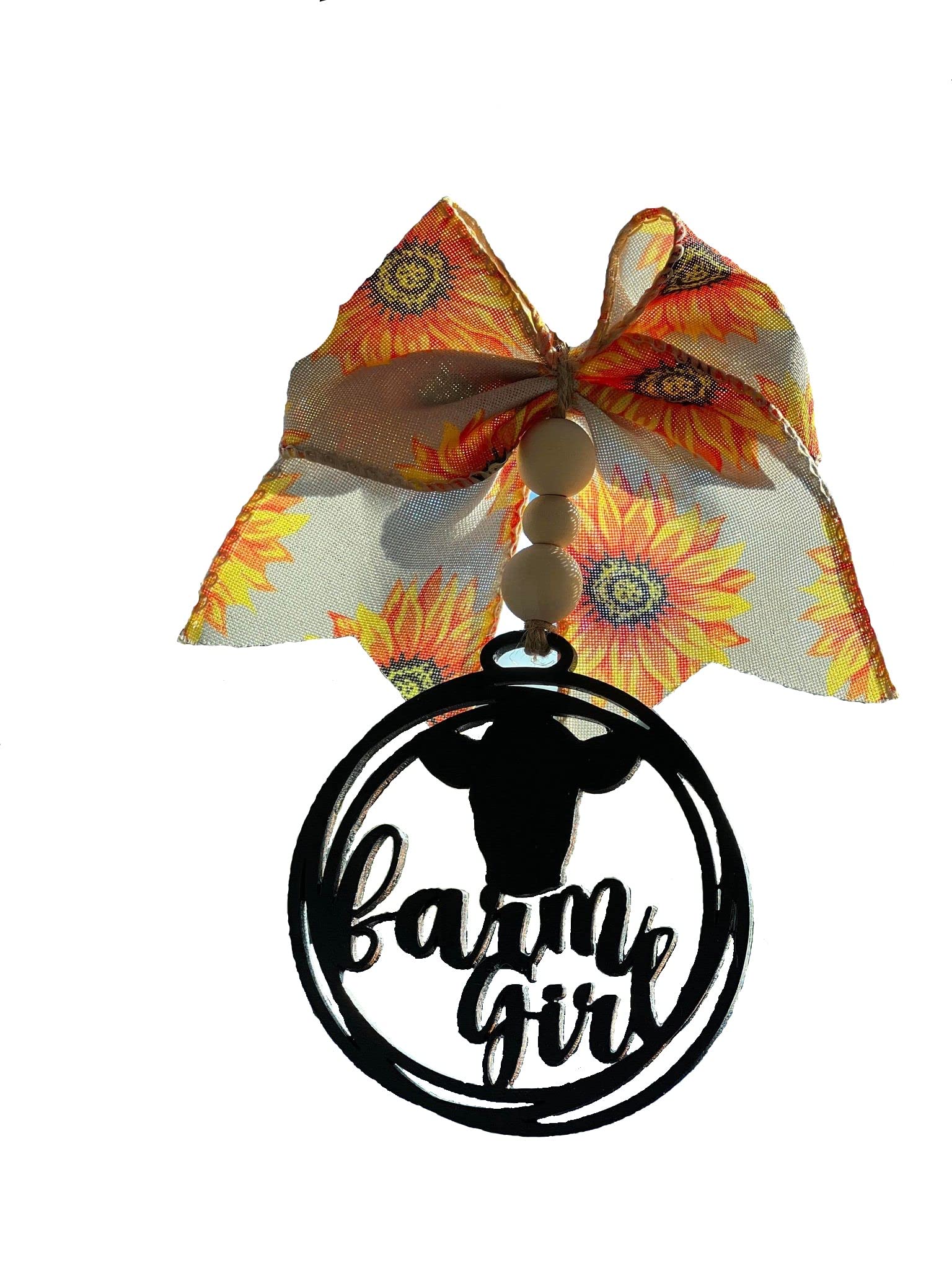 Farm Girl Cow Car Charm, Car Accessories with Leopard Burlap Black White Red Black Cow Paws Ribbons Car interior decor
