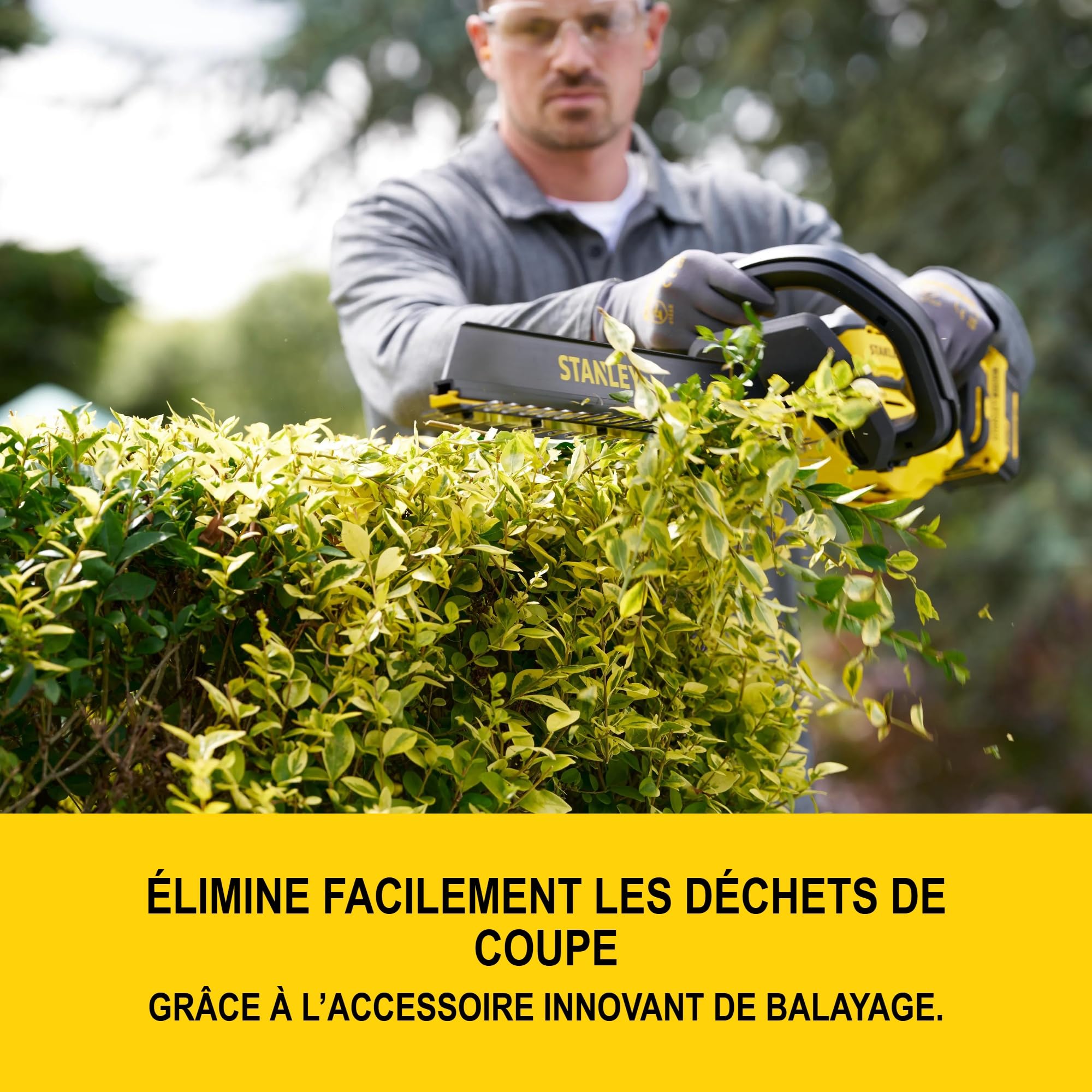 Stanley V20 Taille-haie Longue portée sans Fil et brushless, sans Batterie ni Chargeur, 18V, STCHT8255BXJ