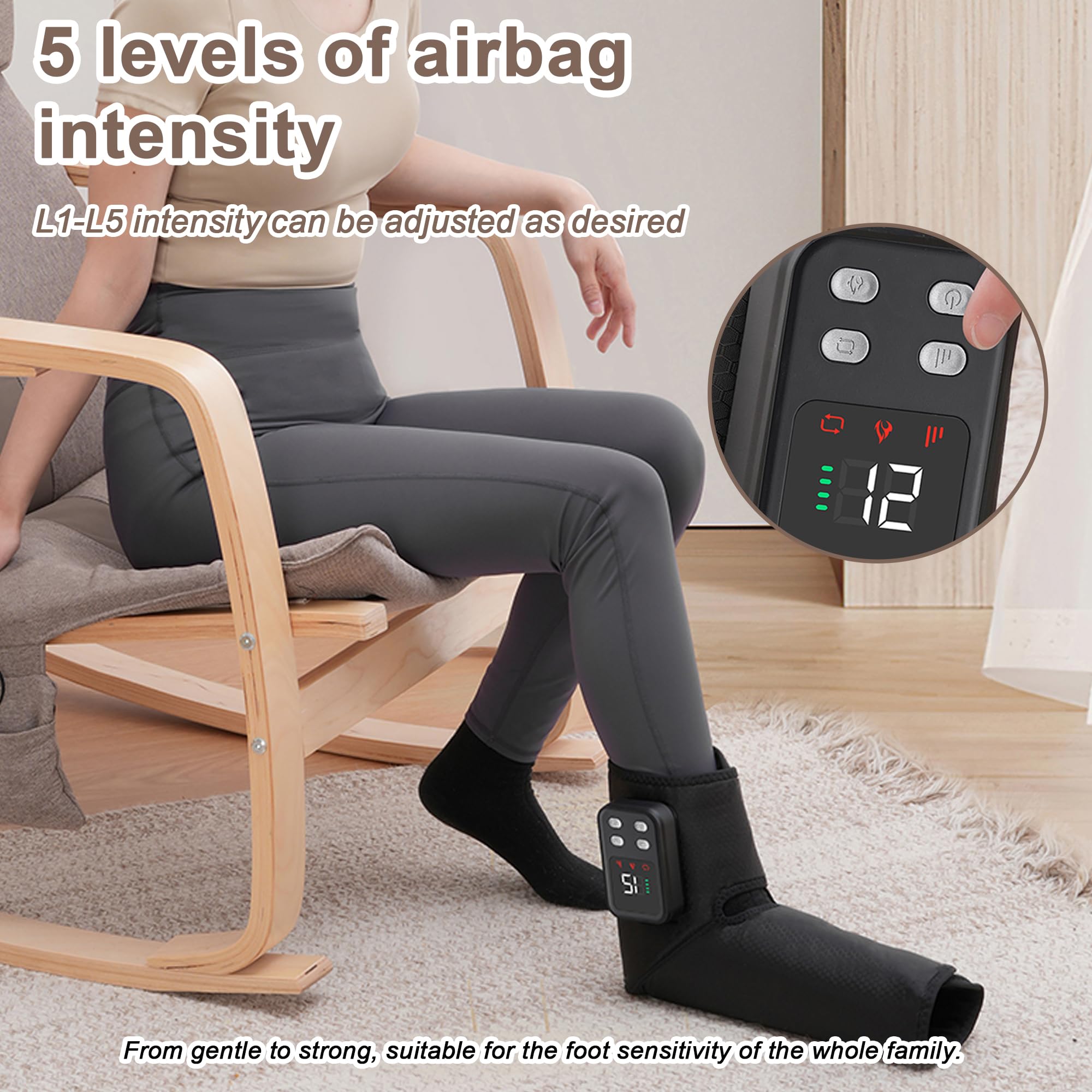 Masajeador de pies inalámbrico con calefacción para alivio del dolor plantar e hinchazón para tobillo, pies y circulación sanguínea, regalo perfecto para hombres y mujeres, papá mamá