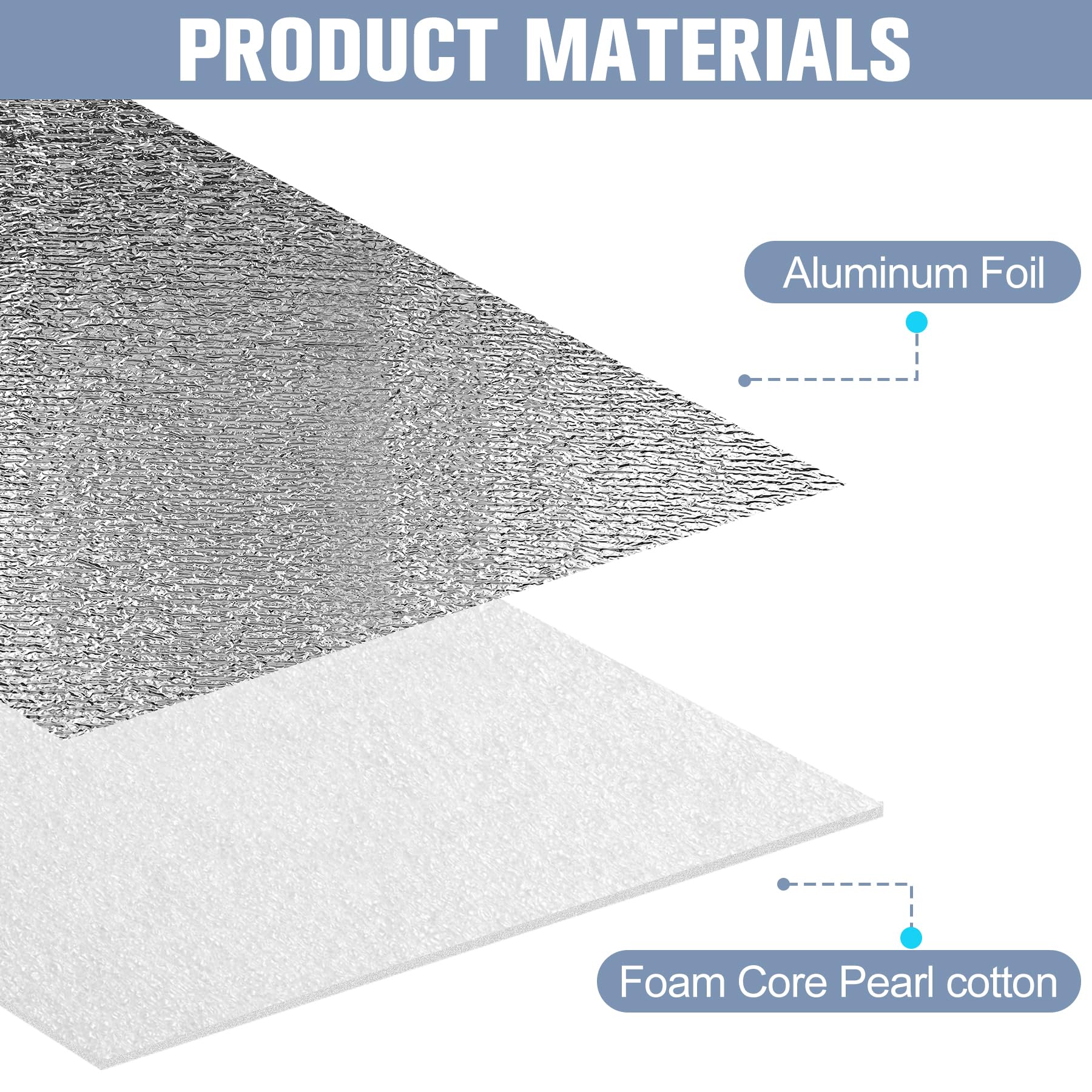 Reflective Insulation Roll 24in X 10Ft (3mm) Foam Core Radiant Barrier Reflective Aluminum Foil Wrap Insulation Sheet Thermal Shield For Winter RV Window Thermal Cold Insulating Summer Heat - View #9