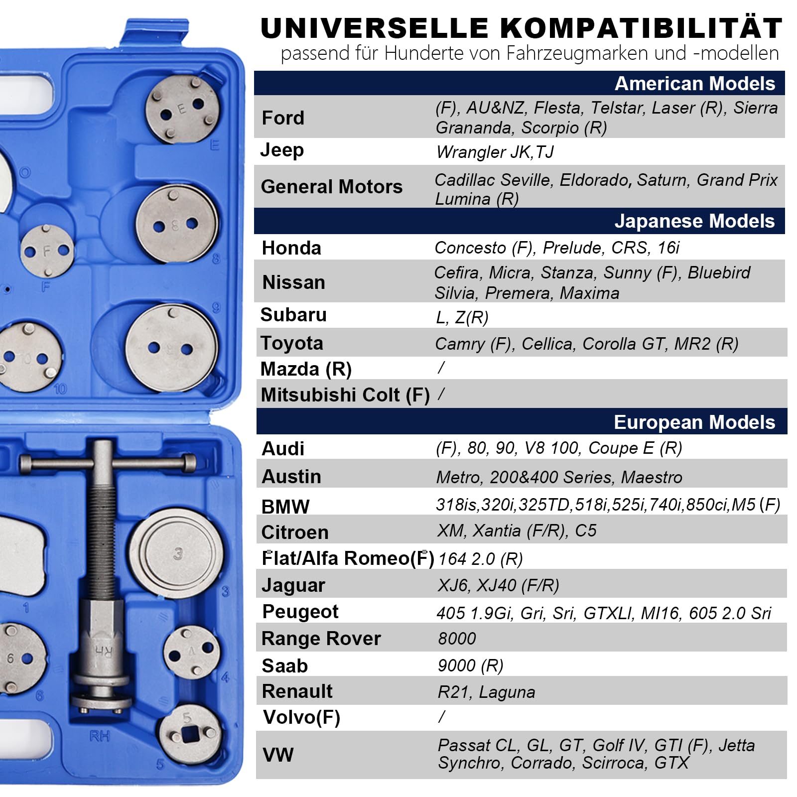 23-TLG. Bremskolbenrücksteller Auto Universal, Bremsen Rückstellwerkzeug, KFZ Bremssattelrückstellwerkzeug mit Links- & Rechtsgewinde (Blau)