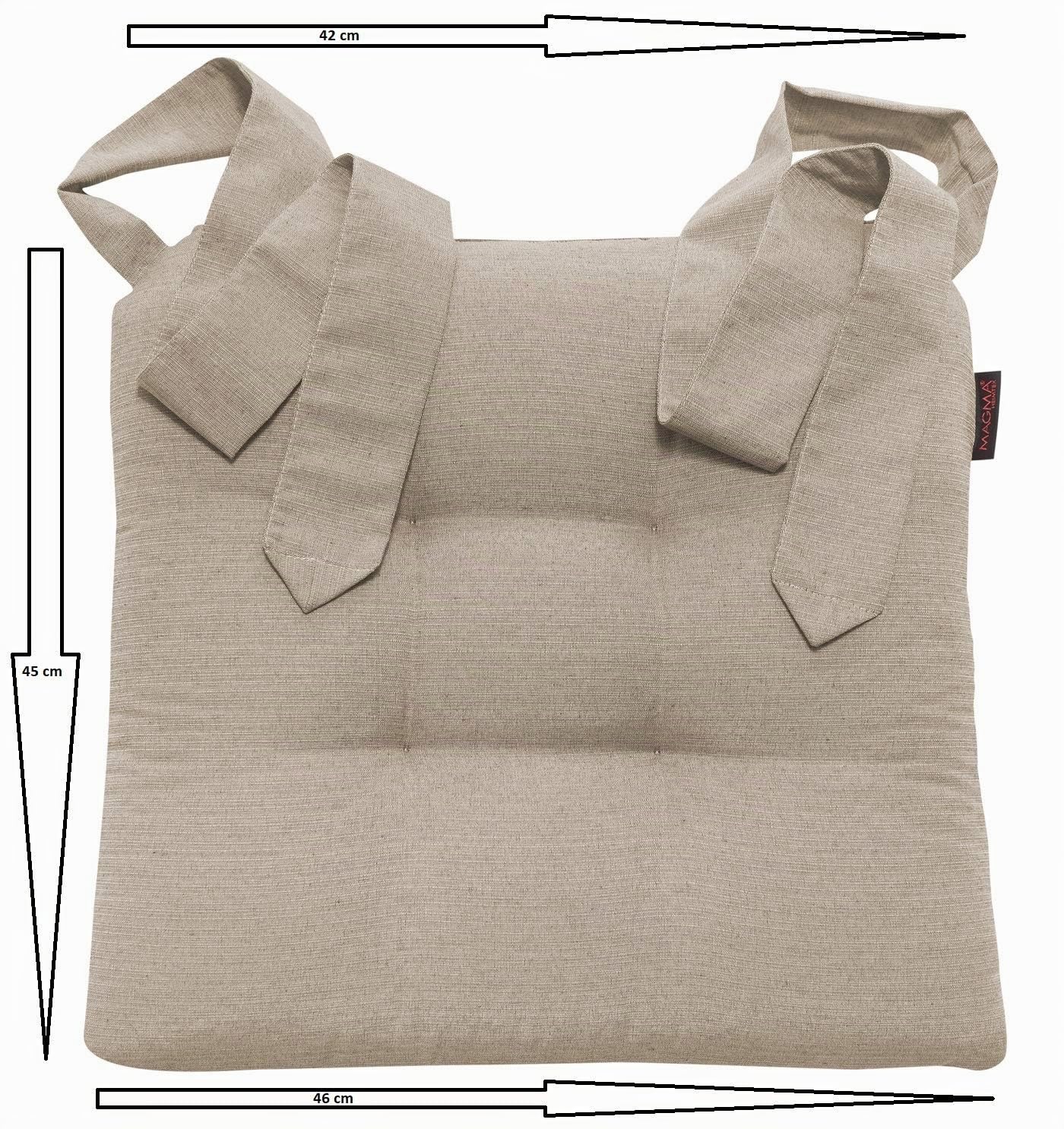 MAGMA Fino Stuhlkissen Sitzkissen Schleifenband Auflage Polster Stuhl Stuhlauflage Rattanstühle extra dick Esszimmerstühle 4er Set Indoor Outdoor (Taupe)