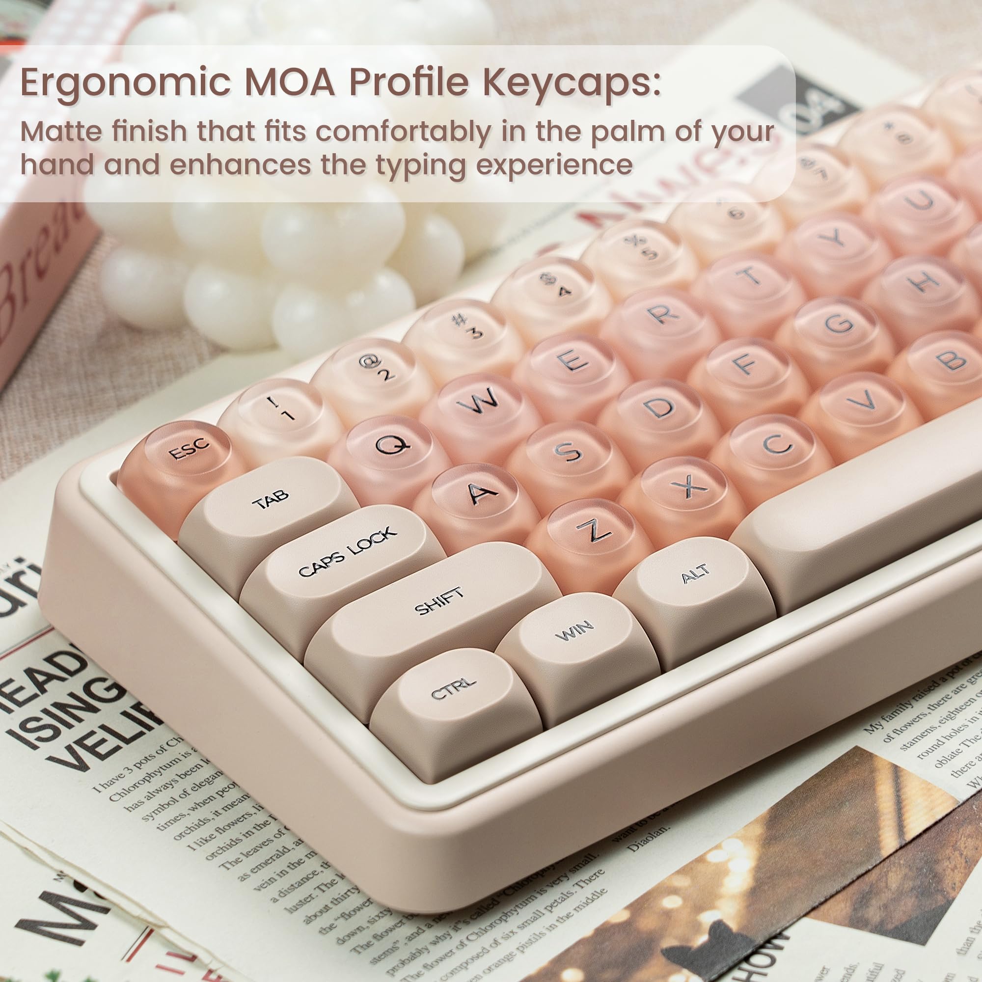 PBTキーキャップ Womier 132キー ジェリーキーキャップ MOAプロファイル 61/68/84/87/98/100 Cherry Gateron MX メカニカルキーボード用 かわいいカスタムキーキャップ
