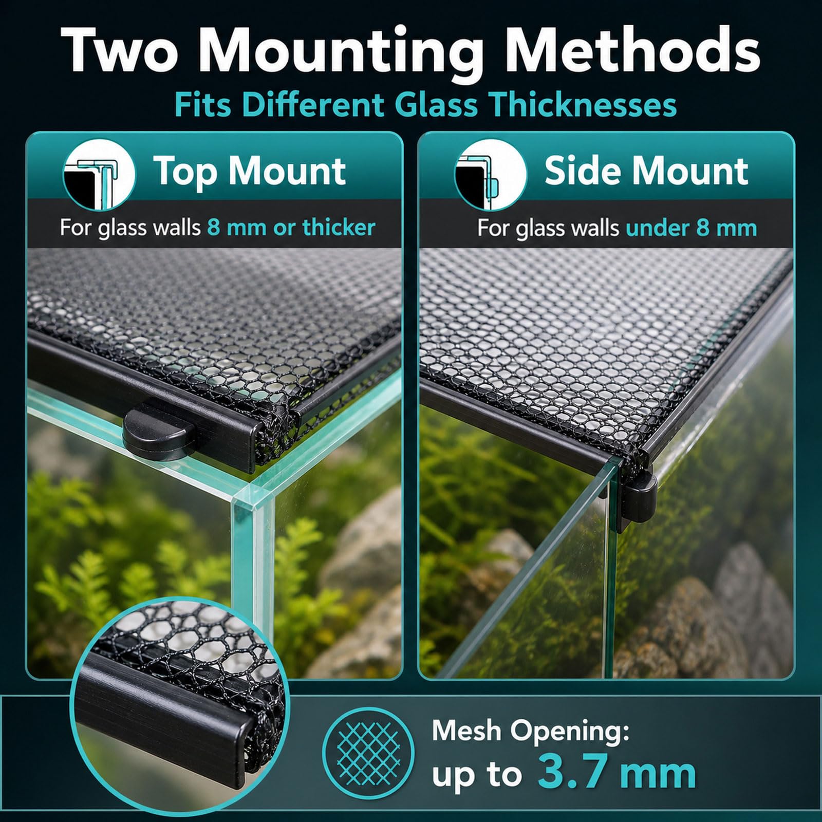 Magnetische Aquariumabdeckung,Fischtankdeckel Schutznetz,Ersatznetz für Aquarien,Aquarium Abdecknetz,Ventilation,Zuschneidbar,für Reptilien,Schildkröten Andere Tiere
