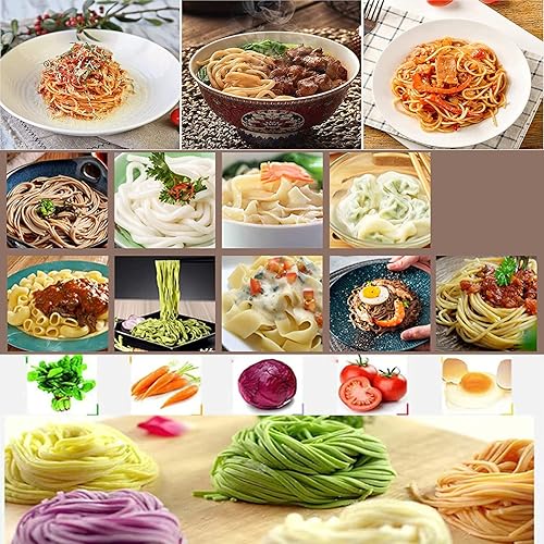 Miniatura 8 de YILEFU - Máquina eléctrica para hacer pasta, extrusora de pasta de 180 W, máquina laminadora de fideos totalmente automática para crear tu propia