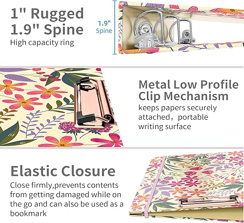 Miniatura 293 de Ospelelf Mini 3 Ring Binder, 2 Inch, Cute Pink Marble Binder for 5.5" x 8.5" with 5 Tab Dividers, File Folder Labels and Low Profile Clipboards