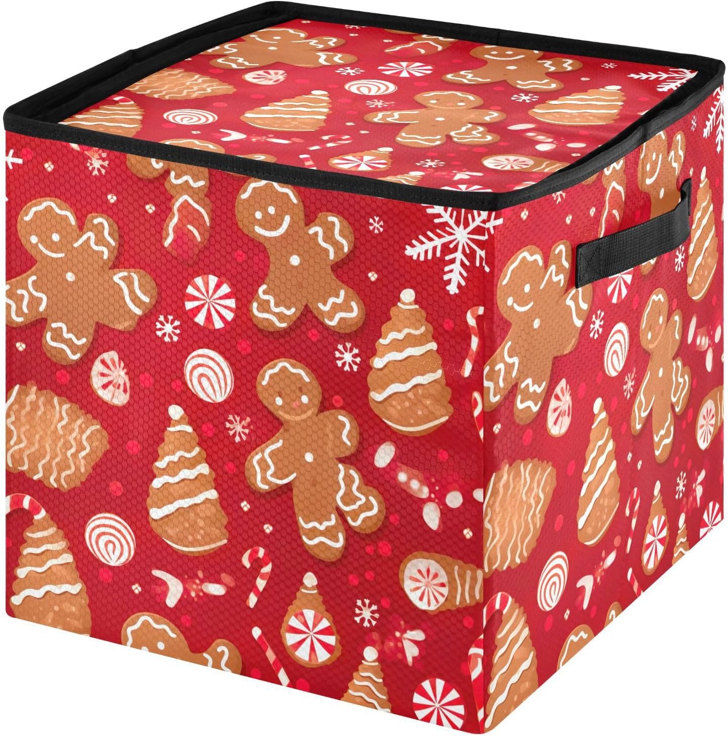 Christmas Gingerbread Christmas Ornament Storage Box for Next Season Holiday Decorations Storage Container with Adjustable Dividers & Lid Foldable Storage Bins for Decor Ornaments Balls Organizing