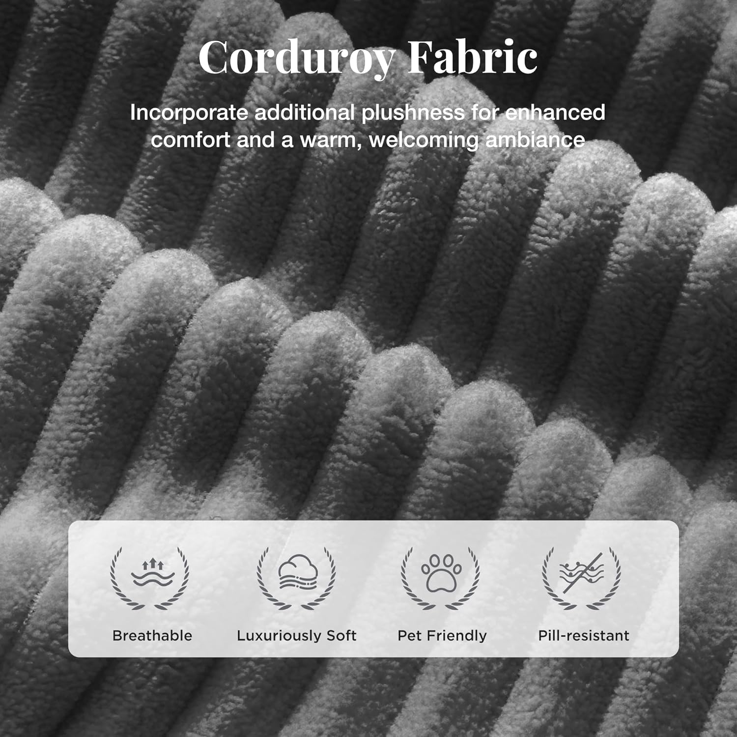 123-Inch U Shaped Sectional Sofa with Cloud Cushions, Deep Seat Modular Couch Set w/ 5 Seats & 2 Ottomans, Removable Arms, Plush Corduroy Upholstery for Living Room, Apartment - Gray