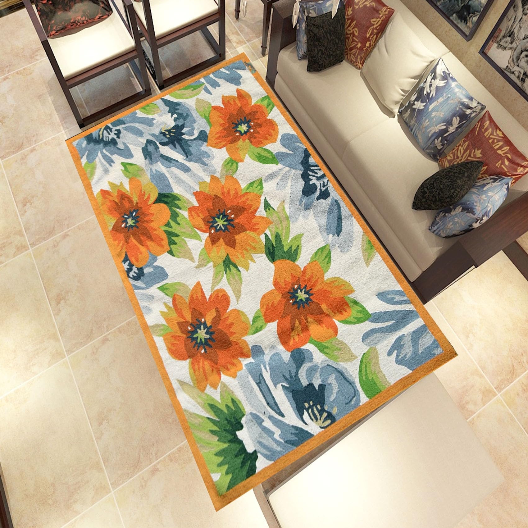 Tappeto Cucina Antiscivolo Lavabile, 70 x 420 cm lavabile e antiscivolo Tappeto Multiuso con Fondo Antiscivolo per Corridoio e Ingresso Interno, Arancione