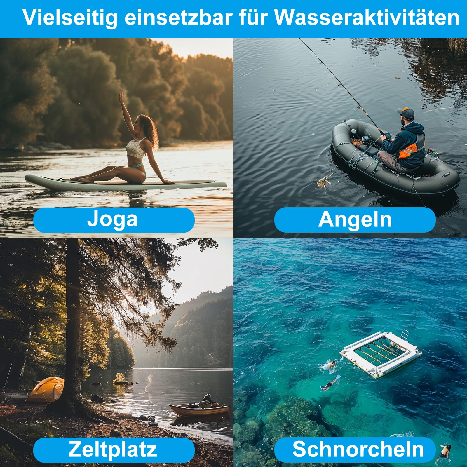 BeGrit 0,7Kg Anker Faltanker verzink Ankerset mit 10m reißfesten Ankerleine ø 6 mm & Ankerboje Kugel Set(Silber)