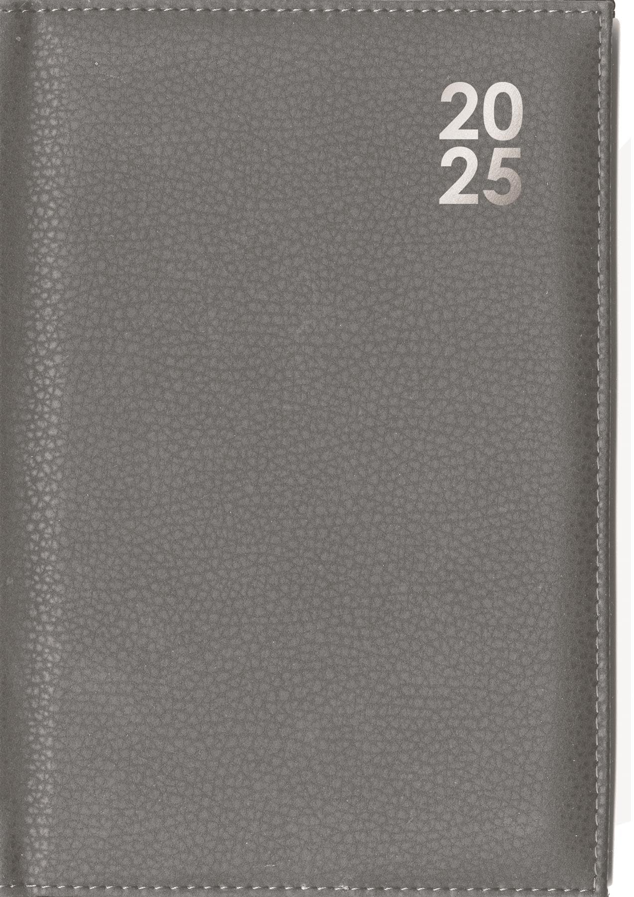 2025 Grey A6 Hardcover Diary Soft Faux Leather Day Per Page Home Desk Office Planner
