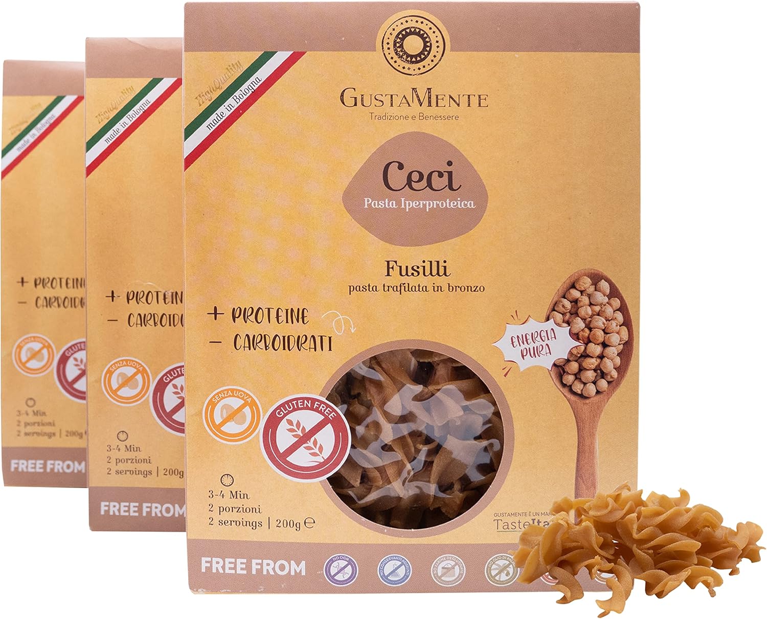 Gustamente Pasta Proteica di Legumi Senza Glutine Pasta di Ceci