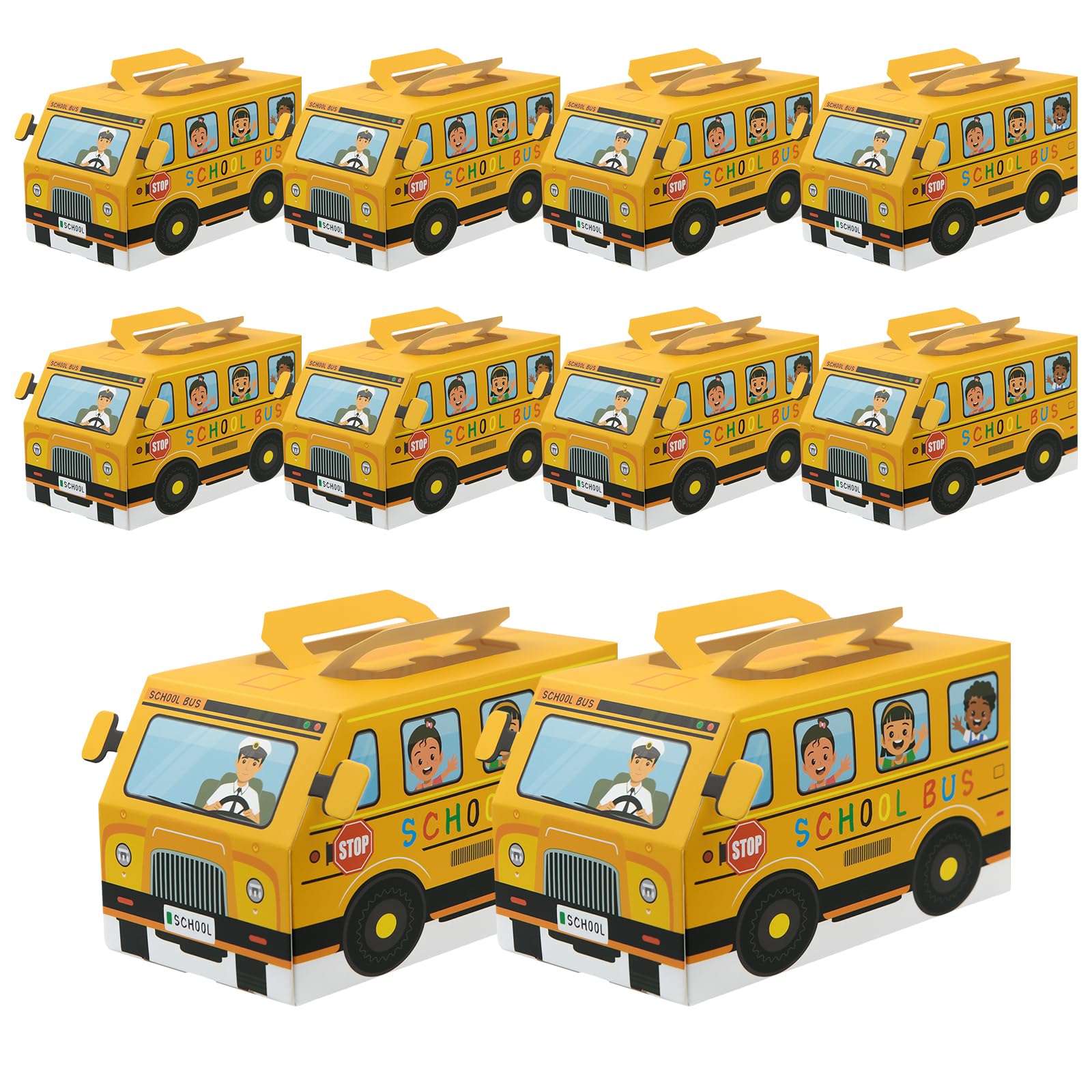 Boerni 10 Pcs Back to School Treat Boxes School Bus Party Favors Box Yellow School Bus Goodie Gift Boxes for Kids Classroom Decorations Welcome Back to School Supplies