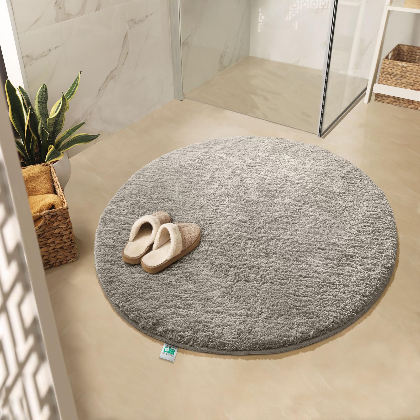 KARAT Sky Round Bath Mat, Ivory, 120 cm (Round)