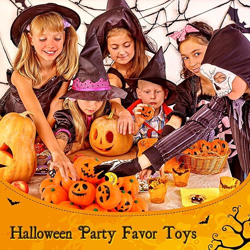 Miniatura 6 de 80 bolas de calabaza de Halloween para aliviar el estrés a granel, mini bolas de espuma para apretar, juguetes de fiesta de Halloween, con bolsa de