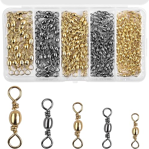 JSHANMEI Kit giratorio de barril de pesca de 180 Uds., anillo sólido, balanceo de barril de pesca, revestimiento de níquel, líderes de agua salada,