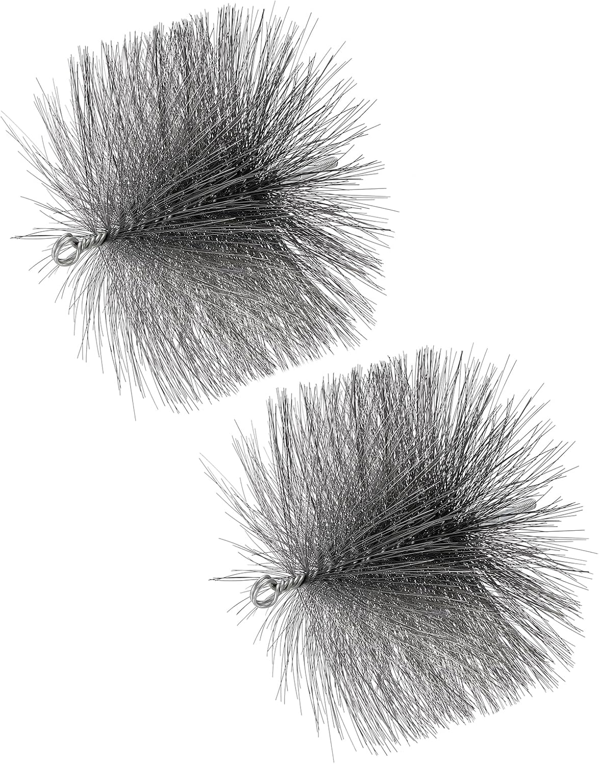PATIKIL 7" Wire Chimney Cleaning Brush, 2 Pcs Steel Round Chimney Sweep Brush with 1/4 NPT Fitting for Cleaning Fireplace Burning Stove Tent Dryer Pipes, Silver