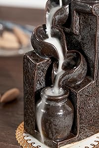 LAMDAWN Unique Cascading Basins Ceramic Waterfall Incense Holder, Paired with a Pack of Backflow Incense Cones. (Metallic)