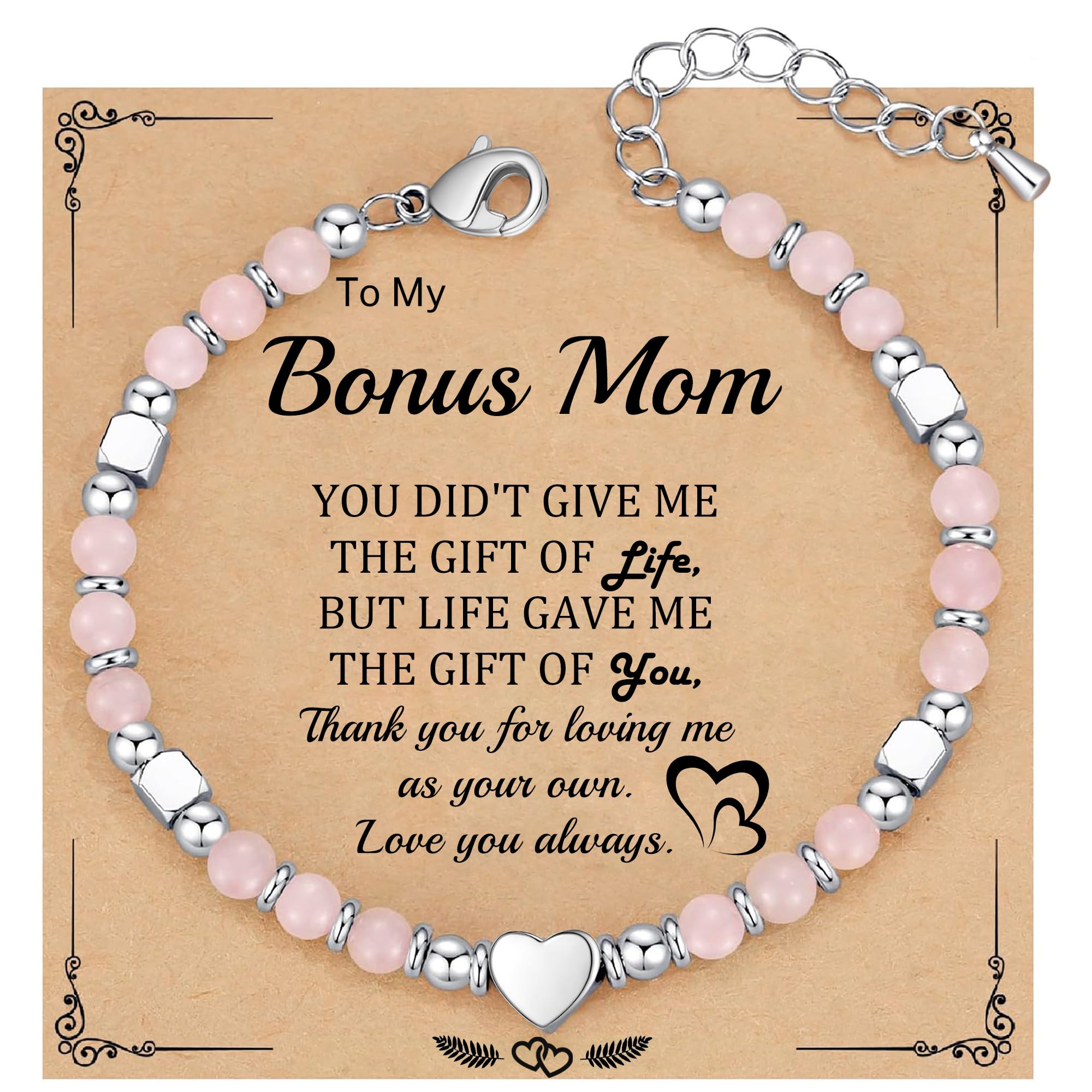 Mothers Day Gifts for Mom, Graduation Gift for Her Beaded Bracelets for Women Mom Gifts Adjustable Nature Stone Bead Bracelet Birthday Jewelry Grandma