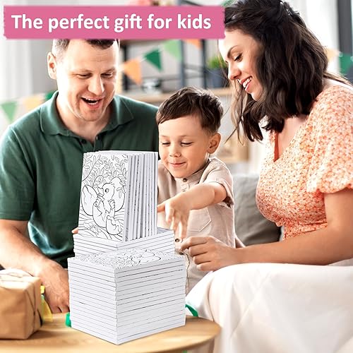 Miniatura 5 de Thenshop 24 lienzos predibujados para pintar para niños y adultos, kit de sorbo y pintura de 8 x 10 pulgadas, paneles de lienzo preimpresos, lienzo