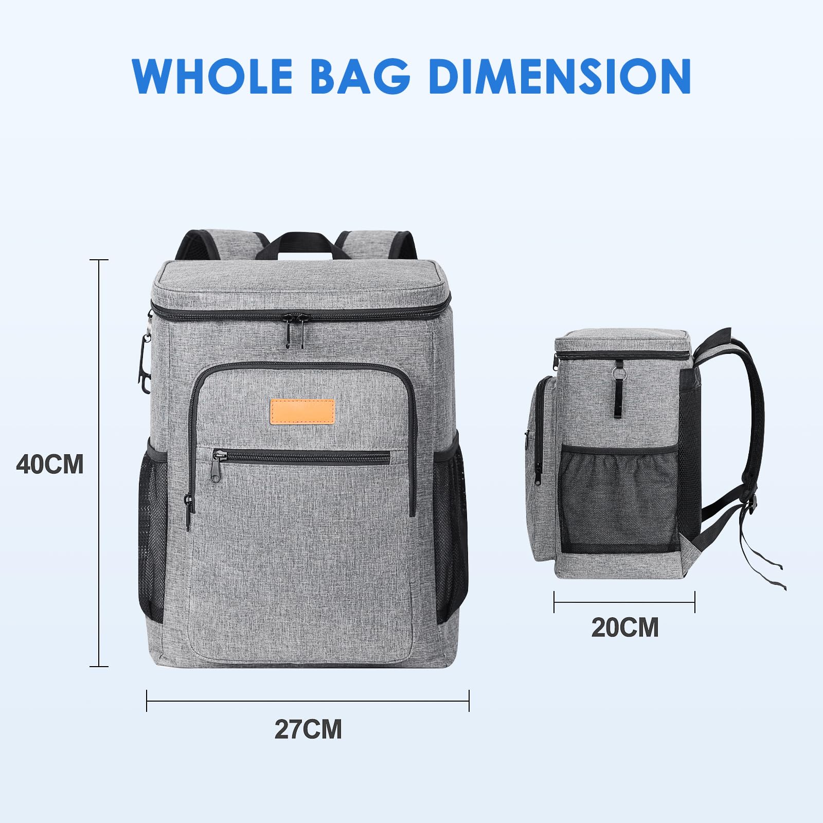 Kühlrucksack 30 Dosen Kühltasche 24L 14h Kühlung Isolierter Picknickrucksack Wasserdicht Kühlbox Thermo Rucksack Cooler Bag Groß Lunchtasche für Wandern Camping Strand Picknick Grillen Reisen Arbeit