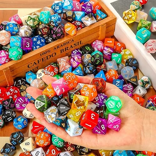 Miniatura 6 de Yilloog 350 piezas compatibles con juegos de dados DND poliédricos a granel con bolsa de cordón, juego de mesa de juego de múltiples roles D4 D6 D8