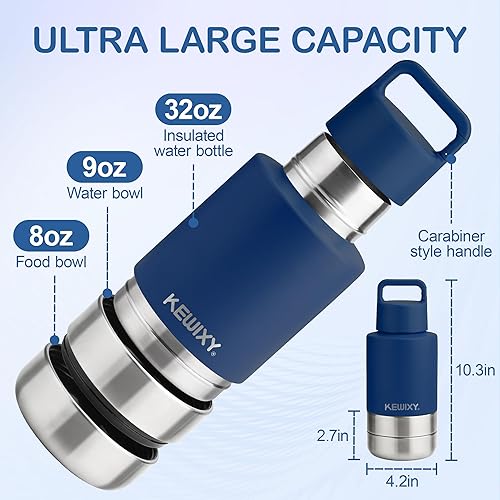 Miniatura 7 de Botella de agua de viaje para perros con cuencos desmontables, dispensador de botellas de agua portátil 3 en 1, accesorios para perros para caminar,