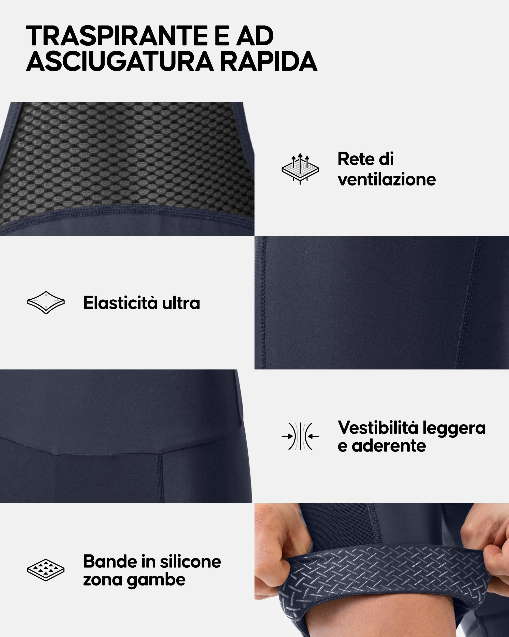 DANISH ENDURANCE Salopette da Ciclismo, Fondello con Imbottitura 3D in Camoscio, Pettorina e Pantaloncini, Quick Dry, Uomo Blu Scuro L