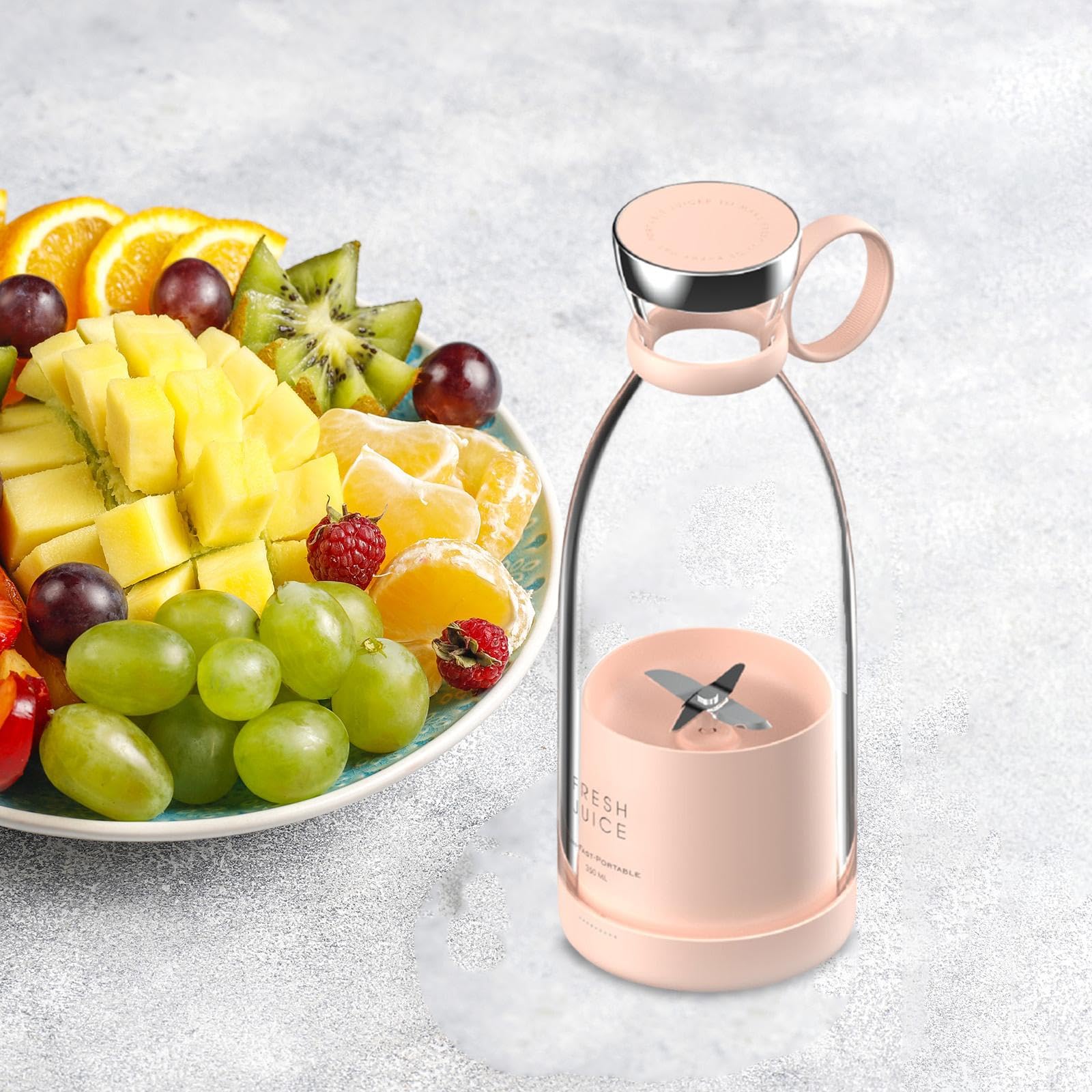 Electric Juicer Cup Handheld 380ml Small Juice Maker for Travel Camping Work Pink-image-18