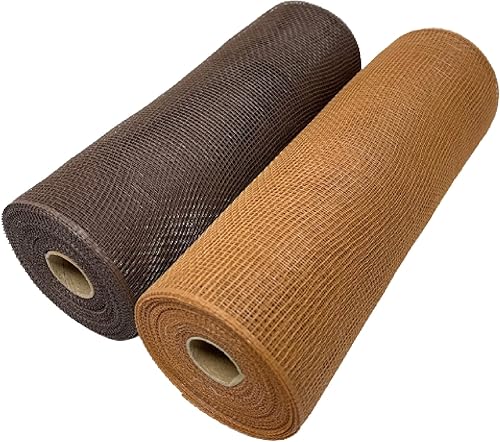 Paquete de 2 cintas no metálicas de malla de poliéster de 10 pulgadas x 10 yardas (marrón chocolate, chocolate con leche)