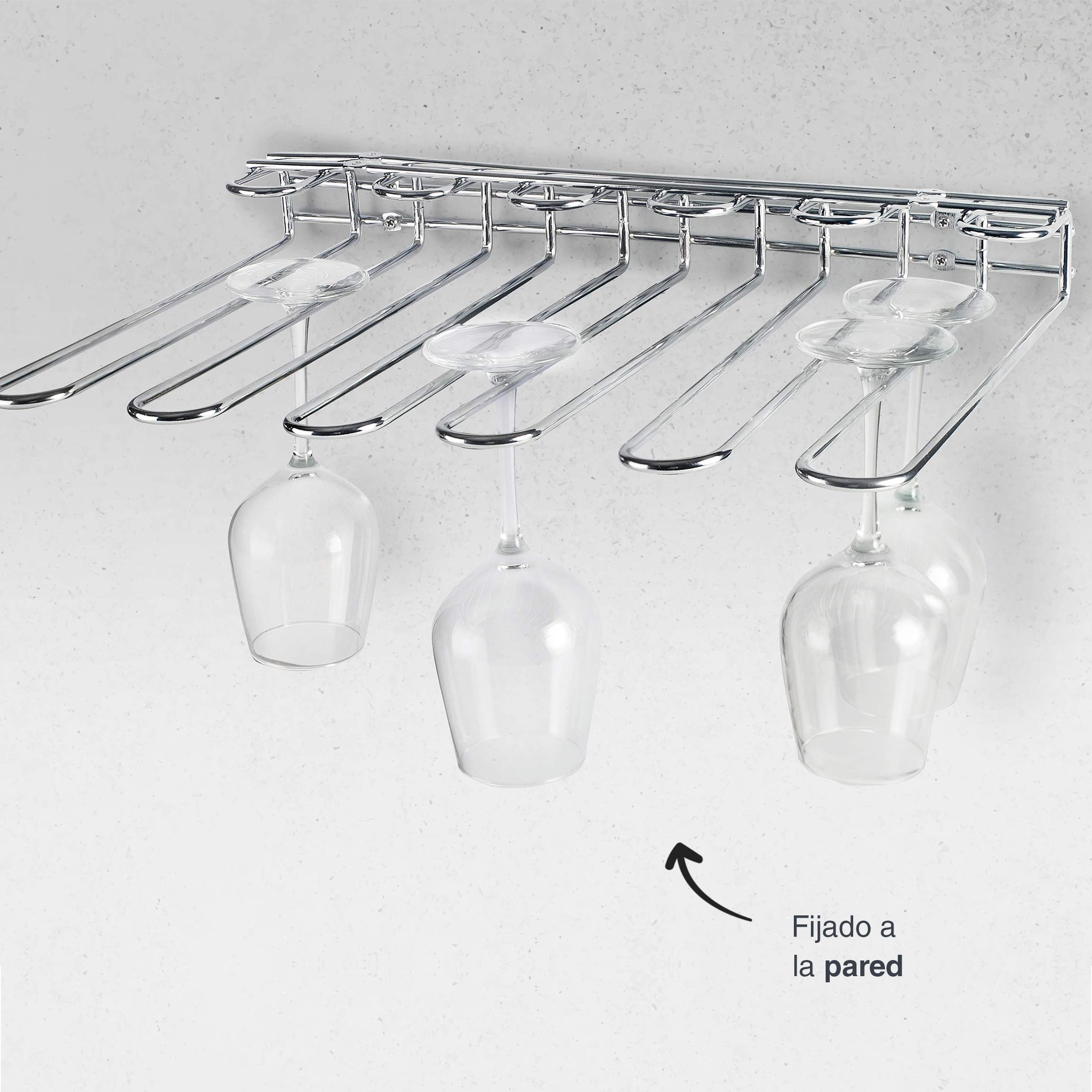 LACOR 62268 Colgador de Copas, Soporte Copas Techo o Pared, Incluye Herramientas de Montaje, Acero Inoxidable, Metálico, 45 x 31 cm