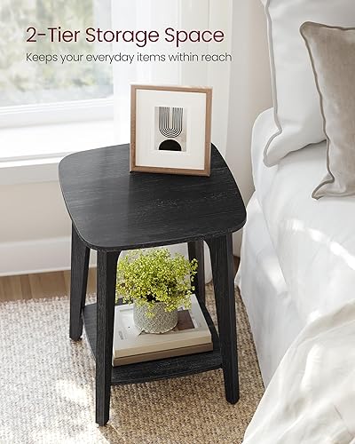 Miniatura 4 de VASAGLE MAEZO Collection - Mesa auxiliar, mesa auxiliar cuadrada pequeña de 2 niveles, mesita de noche con patas cónicas, transiciones curvas, para