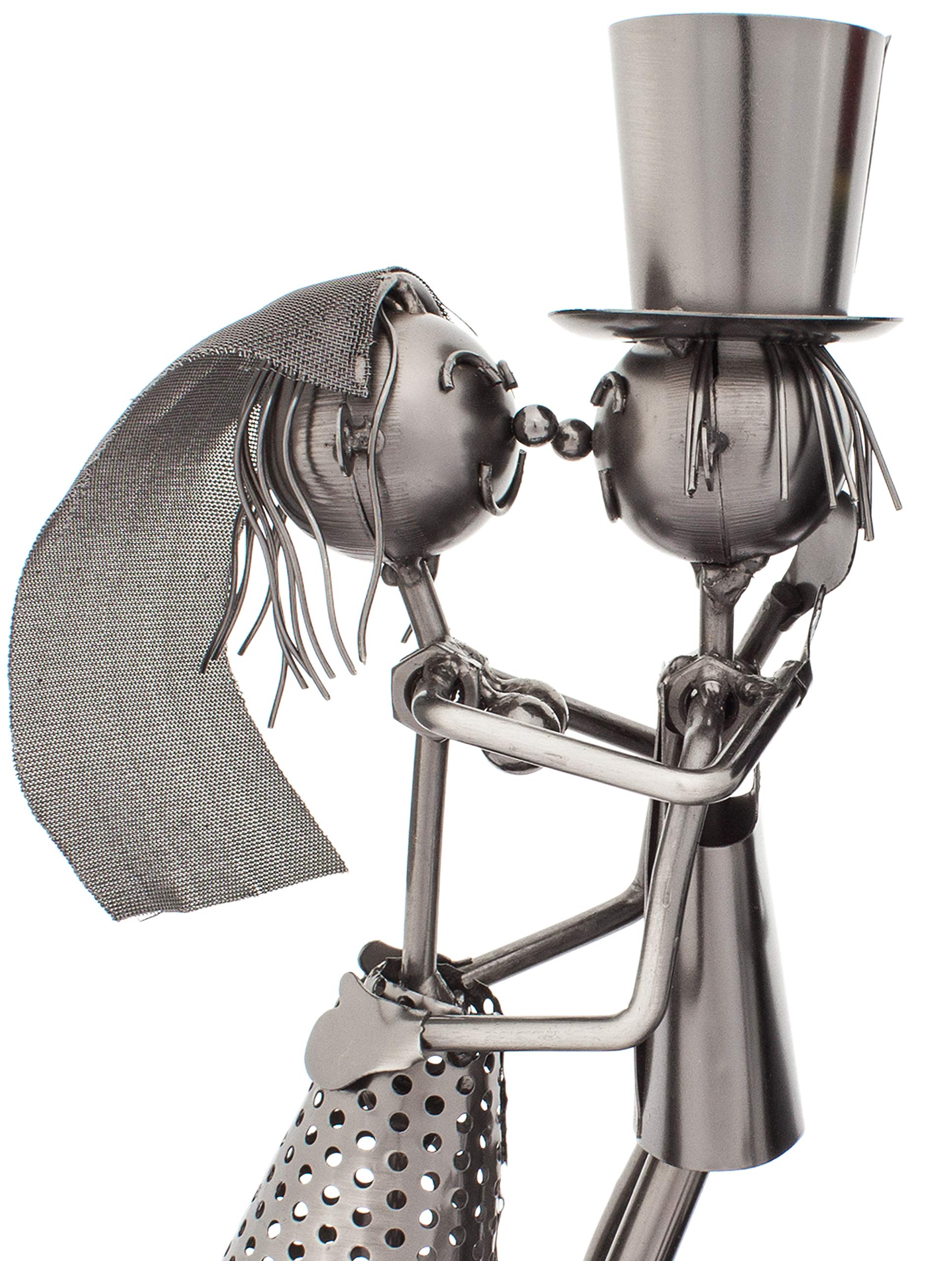 BRUBAKER Porte-Bouteille Champagne Mariés - Sculpture Métal Couple Mariage, Décoration Table + Carte De Vœux, Idée Cadeau Originale