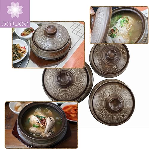 Miniatura 4 de Olla coreana de barro de barro Ttukbaegi, Esmalte de barro natural de cerámica de arcilla Cazuela de cocción de arcilla, Olla de cerámica resistente