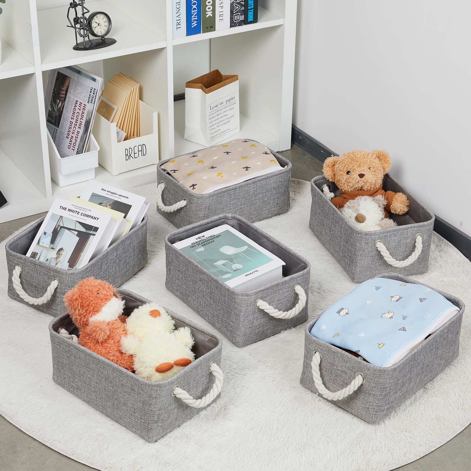 折りたたみ式　キャンバスラック Amazon.co.jp: Bidtakay スモールグレーバスケット 6個セット ハンドル