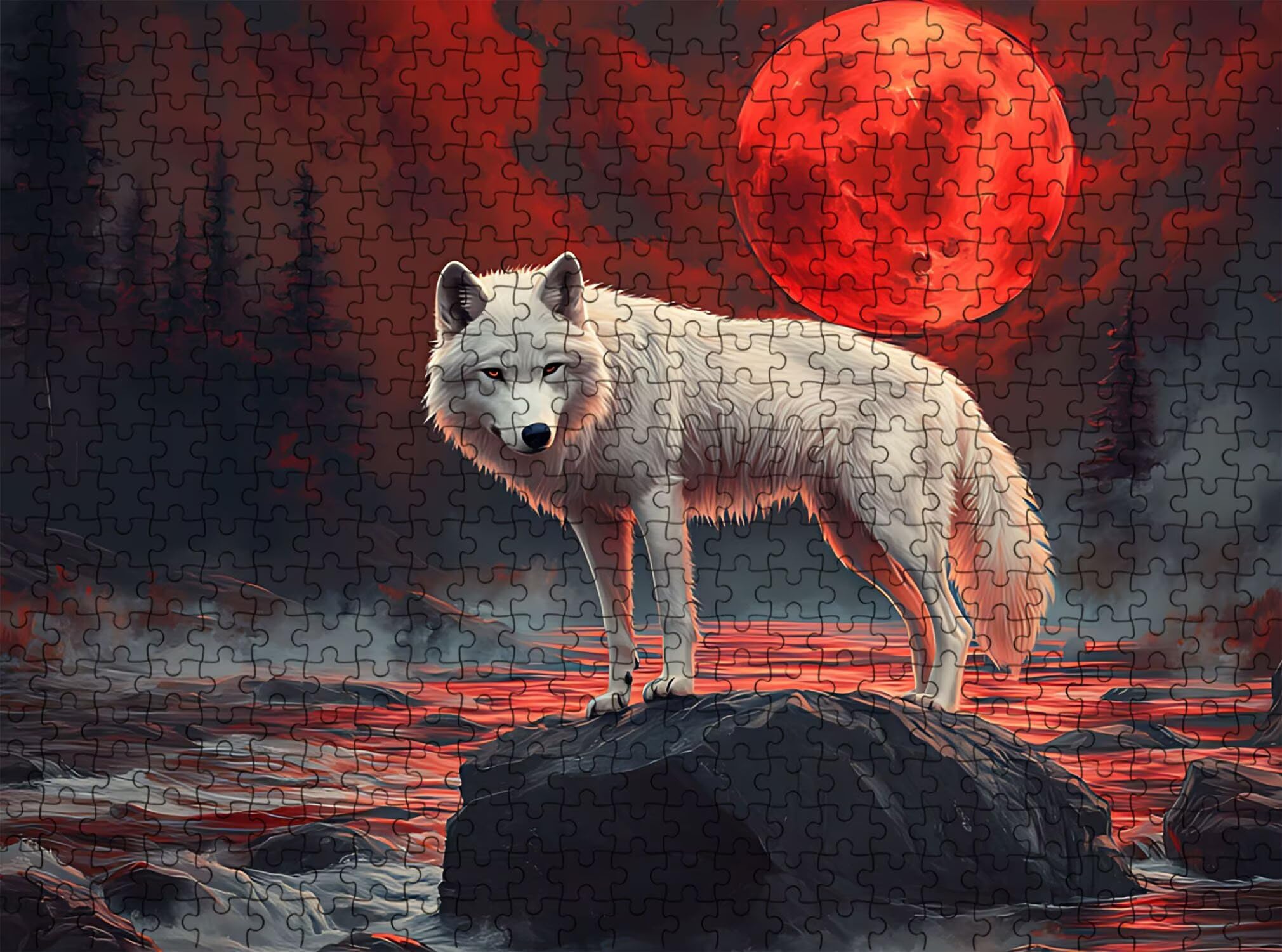 Puzzle 5000 Pezzi Classici, Puzzle Lupo luna 156 x 105 cm, Gioco Educativo e Antistress in Legno con Poster Incluso, Ttività DIY per Famiglia, Regalo per Appassionati, Decor Parete Casa, f0-609
