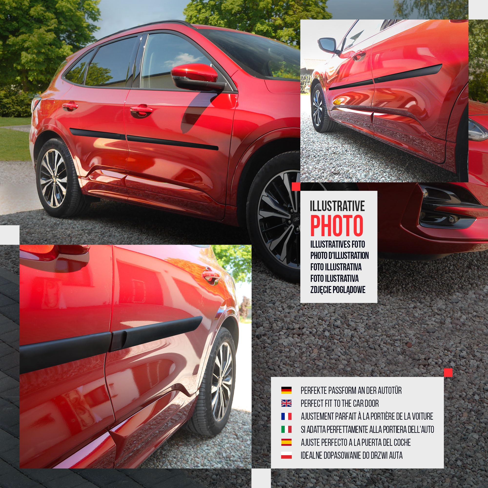 CHROMEMASTER | Molduras Protectoras Laterales para Puertas de Coche | Compatibles con Peugeot 208 5 Puertas Hatchback 2012-2019 | El plastico | Molduras protegen Las Puertas del Coche de daños