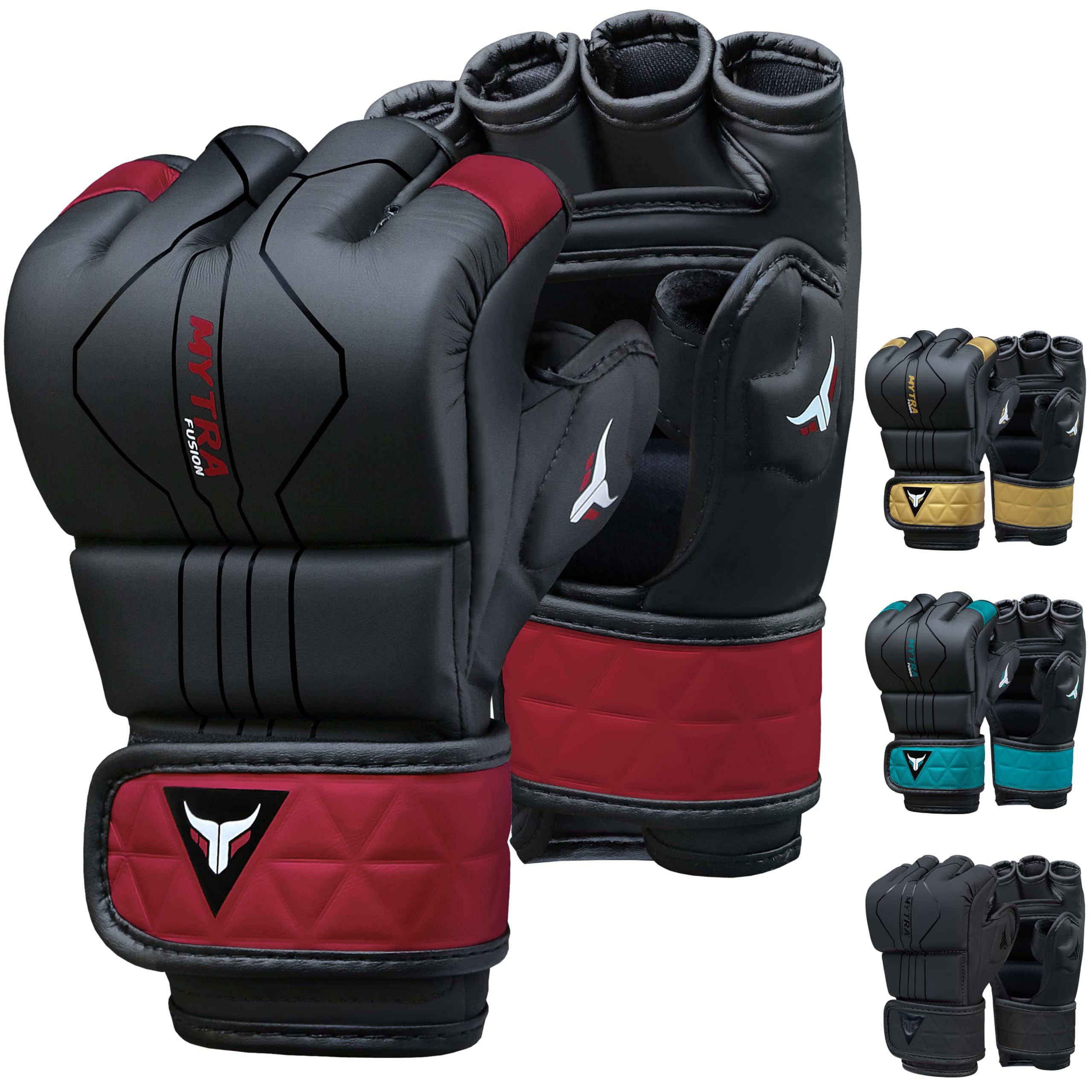 Mytra Fusion MMA Gloves with Open Ventilated Palm Sparring Gloves Kickboxing, Grappling, Training, Cage Fighting Mixed Martial Arts Gloves (L, Black/Maroon)