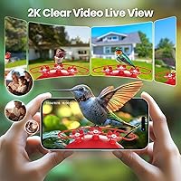 Vista 2 de Soliom Hummingbird Feeder with Camera, Smart Bird Feeder Camera with 2K Live View AI Identify Species, Leak Proof & Ant Moat & Bee Proof, Outdoor Red