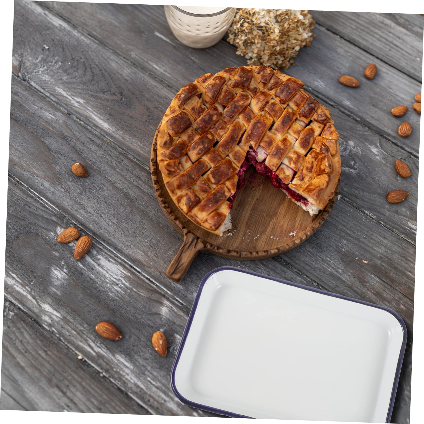 Gogogmee Pie Baking Tray Enamel Oven Tray Broiler Pan for Oven Enamel Small Reusable Washable Pan